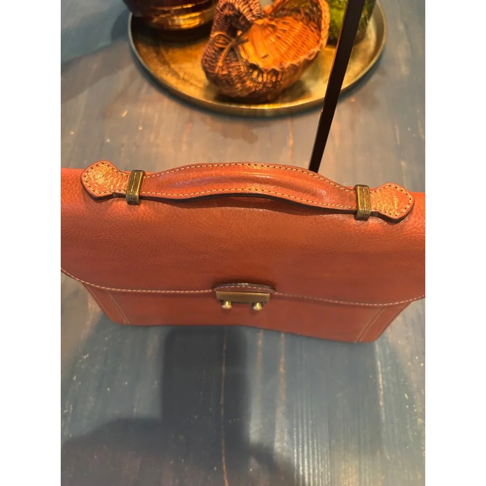 Gerard Henon Paris Brown Leather Briefcase Made in France Document Bag